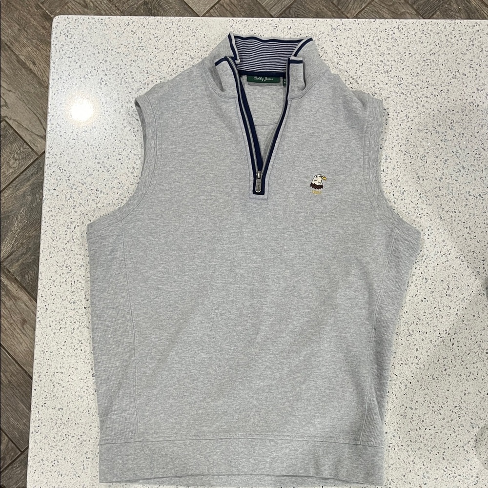 Bobby Jones Light Gray Sleeveless Half-Zip Pullover
